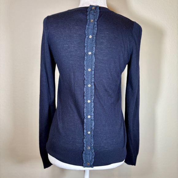 Jigsaw Navy Silk/Wool/Cashmere Blend Lightweight Sweater Size Medium - Picture 3 of 7
